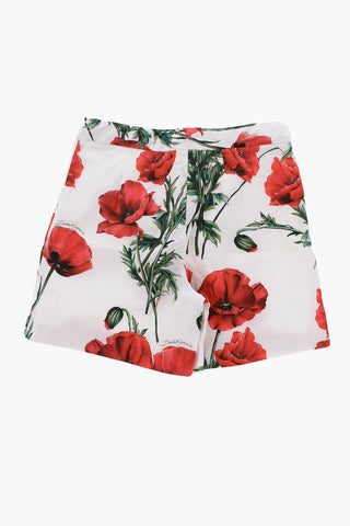 Double Pleated Floral-Printed Shorts
