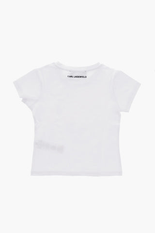 T- Shirt Girocollo con Logo in Strass