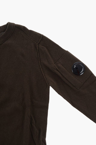 Solid Color Crew-neck Sweater with Sleeve Pocket