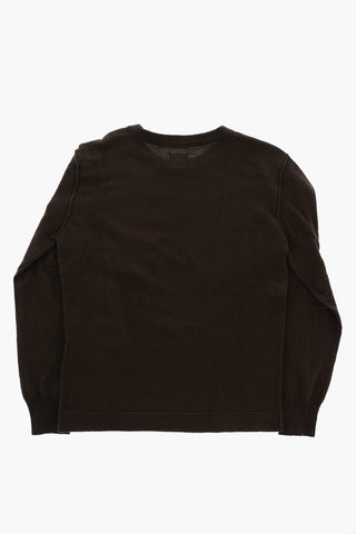 Solid Color Crew-neck Sweater with Sleeve Pocket
