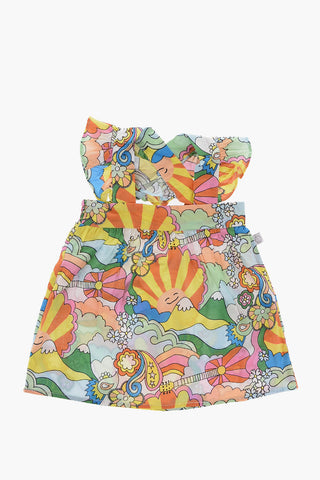 Set Vestito e Bloomer a Fantasia Floreale con Arricciature