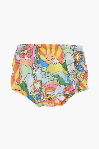 Set Vestito e Bloomer a Fantasia Floreale con Arricciature