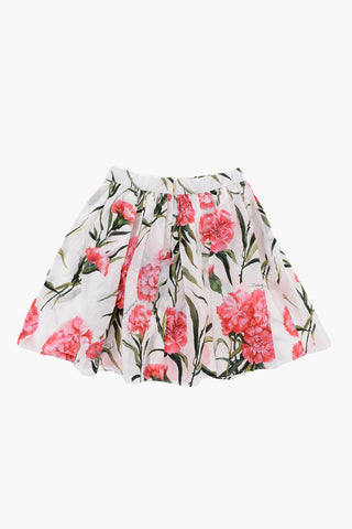 Floral-Printed Flared Skirt with Golden Zip