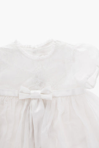 Silk Blend Dress with Macrame' Lace Details