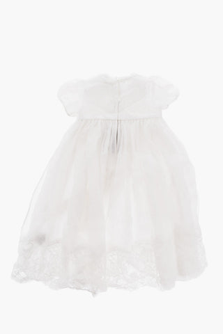 Silk Blend Dress with Macrame' Lace Details