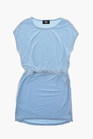 Vestito a Tinta unita con Bande Logate a Contrasto