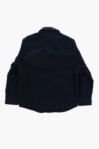 Solid Color Overshirt with Zip Closure and Breast Pocket
