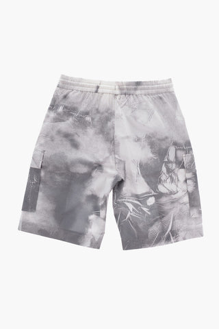 Cargo Two-Tone Shorts with Drawstring on the Waist