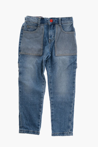 Cotton Stretch Jeans with Striped Pockets