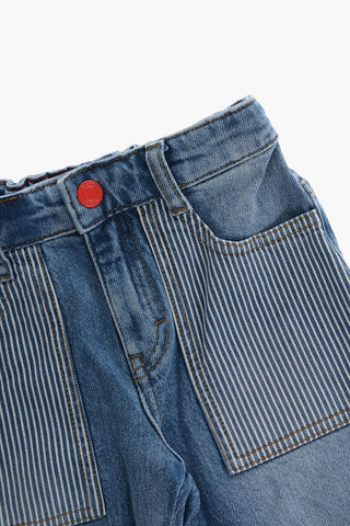 Cotton Stretch Jeans with Striped Pockets