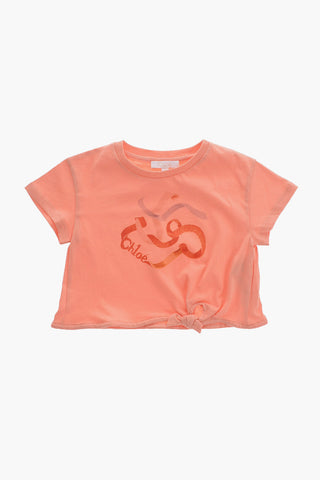 Crew-Neck T-Shirt with Front Knot