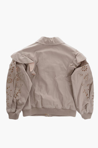 Bomber In Cotone Con Ricami E Volant