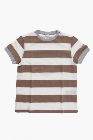 Two-Tone Awning Striped Crew-Neck T-shirt