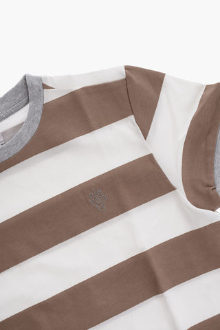 Two-Tone Awning Striped Crew-Neck T-shirt