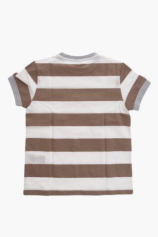 Two-Tone Awning Striped Crew-Neck T-shirt