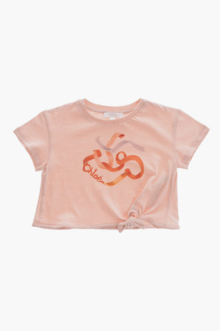 Crew-Neck T-Shirt with Front Knot