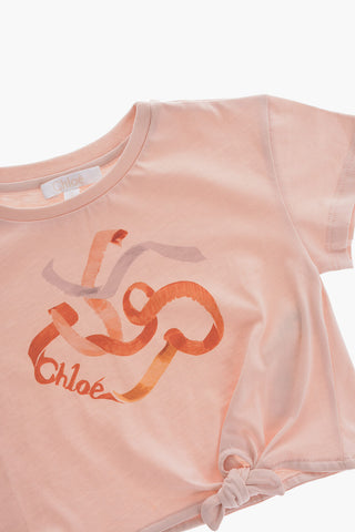 Crew-Neck T-Shirt with Front Knot