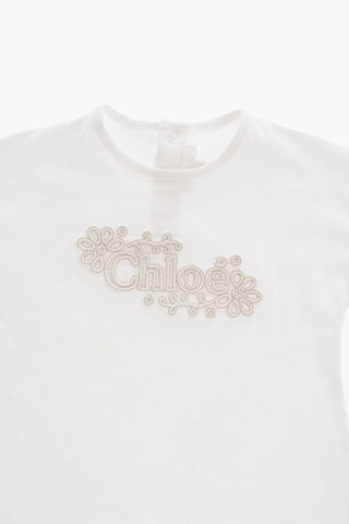 Solid Color Crew-neck T-Shirt with Embroidered Logo