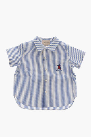 Camicia a Righe a Manica Corta con Taschino