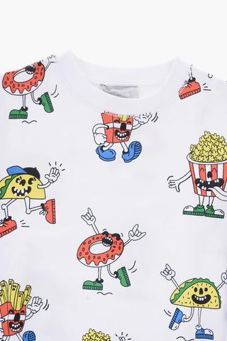 Cotton Crew-Neck Sweatshirt with Prints