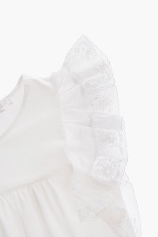 Cotton Dress with Embroidery Sleeve