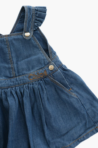 Vestito in Denim con Bottoni Dorati
