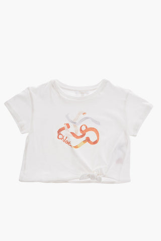 T-Shirt Girocollo con Nodo Frontale
