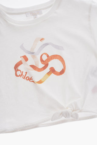 T-Shirt Girocollo con Nodo Frontale