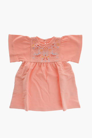 Brushed Cotton Dress with Perforated Details