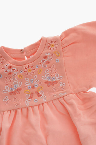 Brushed Cotton Dress with Perforated Details