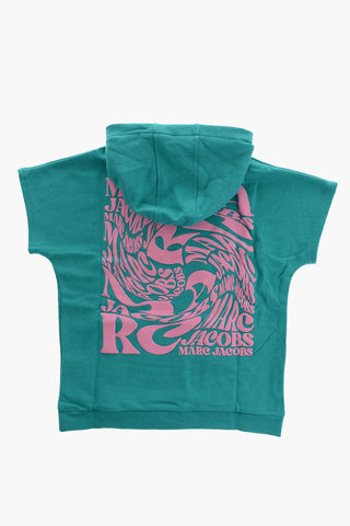 Short Sleeve Hoodie with Contrasting Print