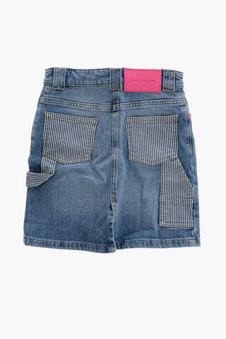 Gonna a Tubino in Denim con Spacco Frontale e sul Retro