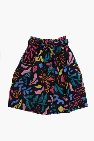 Frontal Buttons Flared Skirt with Belt