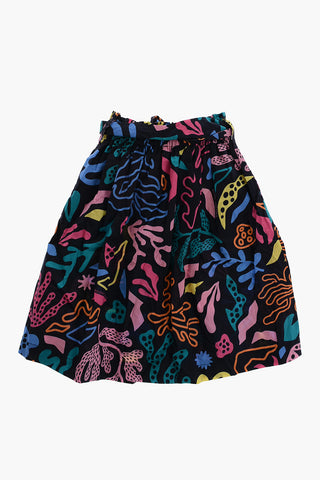 Frontal Buttons Flared Skirt with Belt