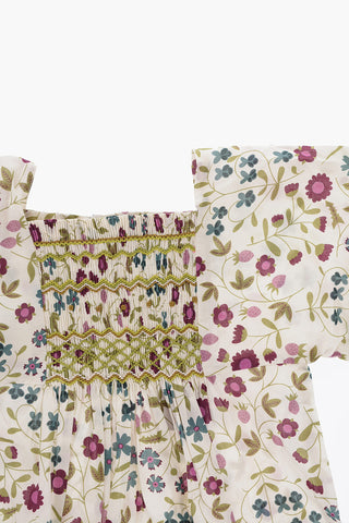 Floral-Printed Dress with Ruched Detail