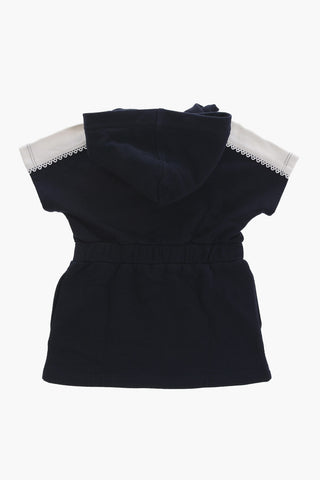 Vestito in Felpa con Cappuccio e Dettagli a Contrasto