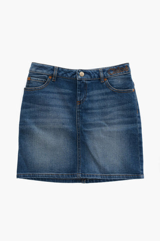 Denim Skirt with Embroidered Logo