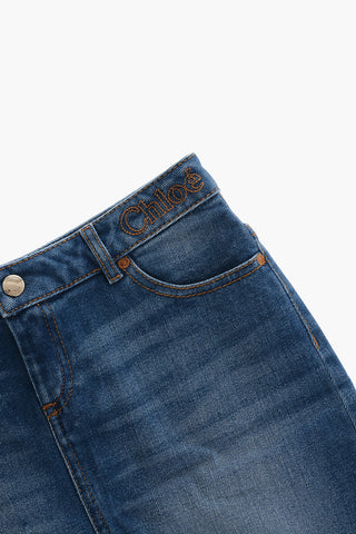 Denim Skirt with Embroidered Logo
