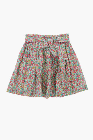 Floral Patterned Flared Skirt with Belt