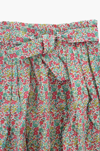 Floral Patterned Flared Skirt with Belt