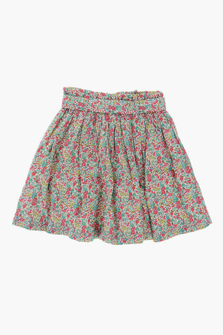 Floral Patterned Flared Skirt with Belt