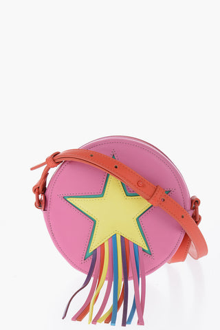 Faux Leather Crossbody Bag with Multicolor Fringes