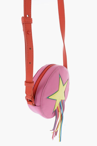 Faux Leather Crossbody Bag with Multicolor Fringes