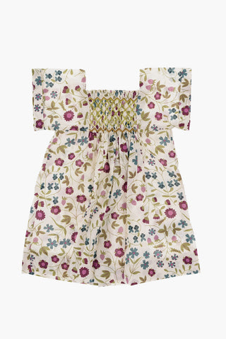 Floral Patterned Flared Dress with Squared Neckline