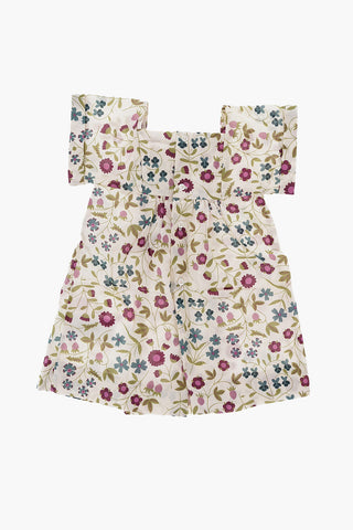 Floral Patterned Flared Dress with Squared Neckline