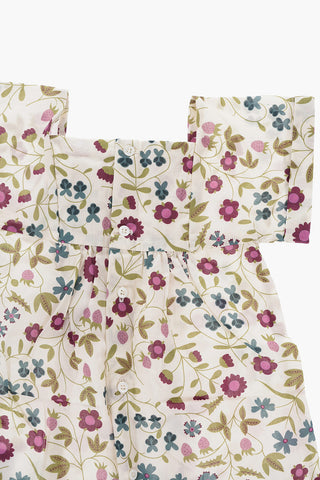 Floral Patterned Flared Dress with Squared Neckline