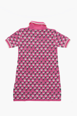 Vestito in Maglia a Polo con Ricamo Logo All-Over