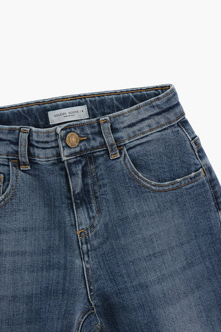 Jeans in Denim Stretch con Cuciture a Vista
