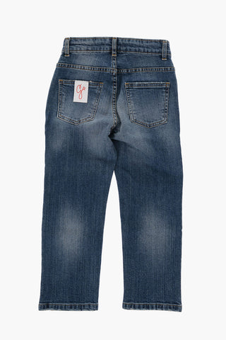 Jeans in Denim Stretch con Cuciture a Vista