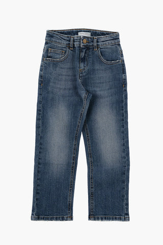 Jeans in Denim Stretch con Cuciture a Vista